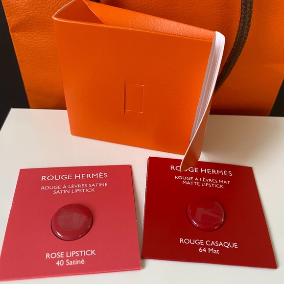 HERMES ROUGE HERMES ROUGE CASAQUE RED LIPSTICK 40 SATINE 64 MATTE SAMPLES - Picture 4 of 7